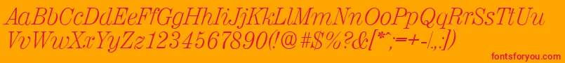 ValenciaserialXlightItalic Font – Red Fonts on Orange Background