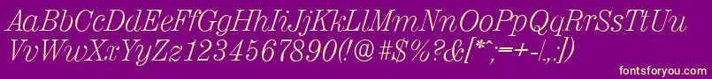 ValenciaserialXlightItalic Font – Yellow Fonts on Purple Background