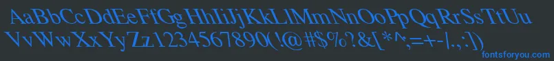 TempoFontExtremeLefti-Schriftart – Blaue Schriften auf schwarzem Hintergrund