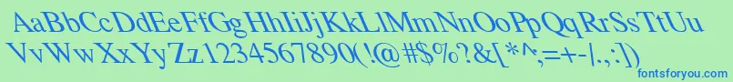 フォントTempoFontExtremeLefti – 青い文字は緑の背景です。