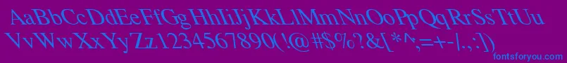 フォントTempoFontExtremeLefti – 紫色の背景に青い文字