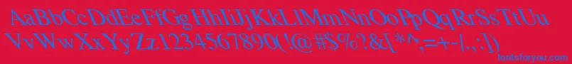 フォントTempoFontExtremeLefti – 赤い背景に青い文字