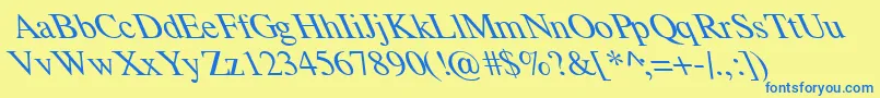 フォントTempoFontExtremeLefti – 青い文字が黄色の背景にあります。