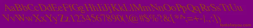 TempoFontExtremeLefti-Schriftart – Braune Schriften auf violettem Hintergrund