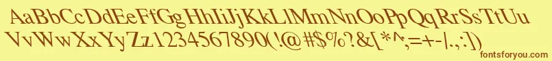 TempoFontExtremeLefti-Schriftart – Braune Schriften auf gelbem Hintergrund