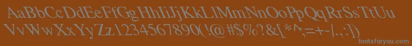 TempoFontExtremeLefti-Schriftart – Graue Schriften auf braunem Hintergrund