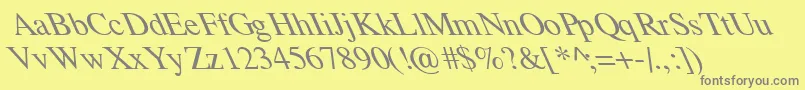 TempoFontExtremeLefti-fontti – harmaat kirjasimet keltaisella taustalla