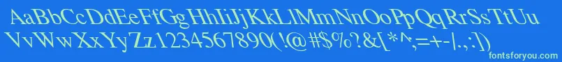 TempoFontExtremeLefti-fontti – vihreät fontit sinisellä taustalla