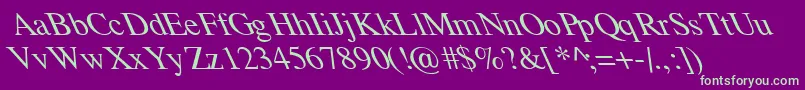 TempoFontExtremeLefti-fontti – vihreät fontit violetilla taustalla