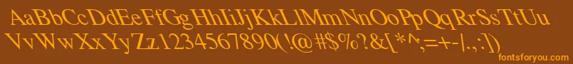 TempoFontExtremeLefti-Schriftart – Orangefarbene Schriften auf braunem Hintergrund