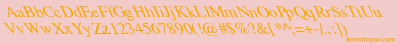 フォントTempoFontExtremeLefti – オレンジの文字がピンクの背景にあります。