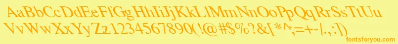 フォントTempoFontExtremeLefti – オレンジの文字が黄色の背景にあります。