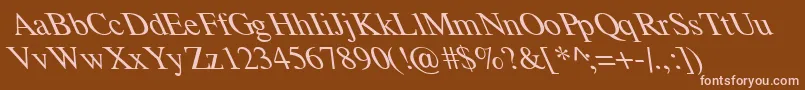 TempoFontExtremeLefti-fontti – vaaleanpunaiset fontit ruskealla taustalla