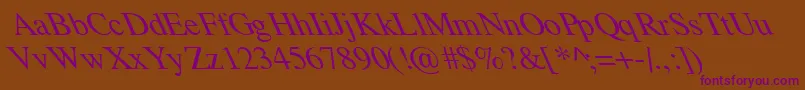 TempoFontExtremeLefti-Schriftart – Violette Schriften auf braunem Hintergrund