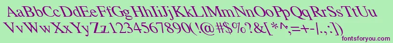 TempoFontExtremeLefti-fontti – violetit fontit vihreällä taustalla
