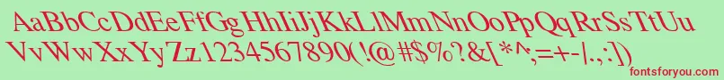 TempoFontExtremeLefti-Schriftart – Rote Schriften auf grünem Hintergrund