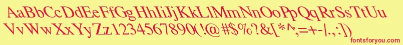 フォントTempoFontExtremeLefti – 赤い文字の黄色い背景