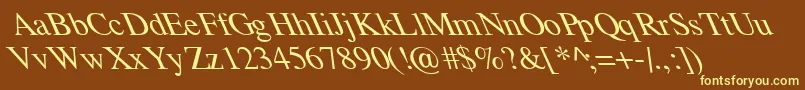 TempoFontExtremeLefti-fontti – keltaiset fontit ruskealla taustalla