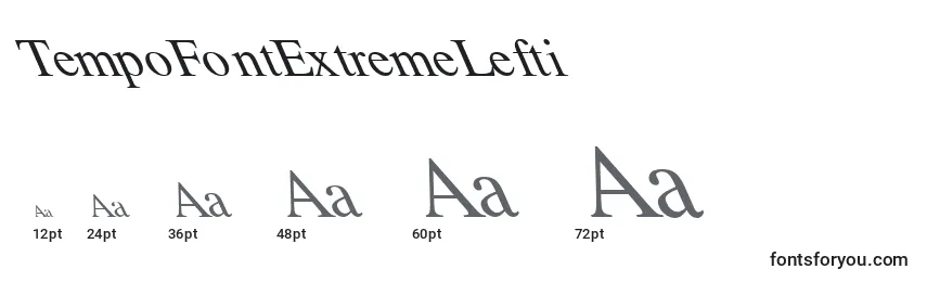 Размеры шрифта TempoFontExtremeLefti