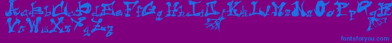 DarkFlame-Schriftart – Blaue Schriften auf violettem Hintergrund