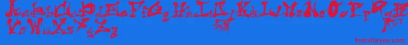 フォントDarkFlame – 赤い文字の青い背景