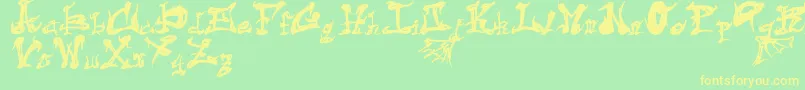 フォントDarkFlame – 黄色の文字が緑の背景にあります