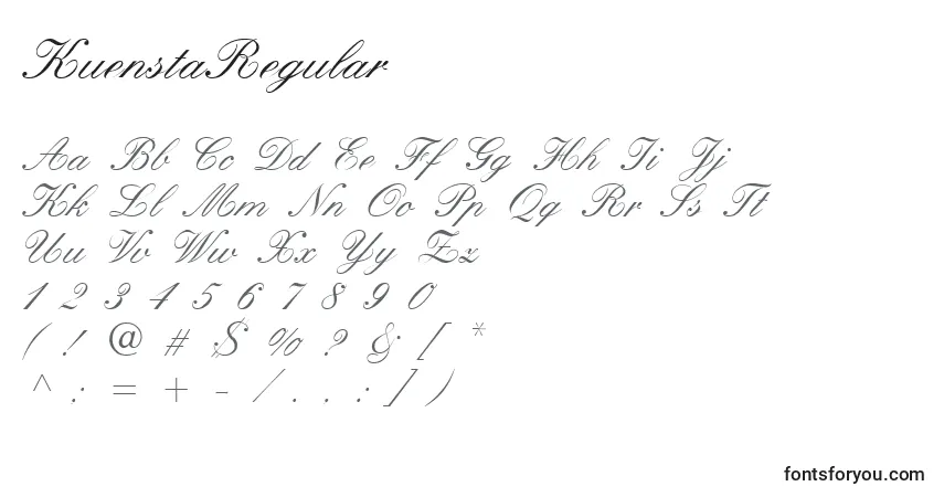 Czcionka KuenstaRegular – alfabet, cyfry, specjalne znaki