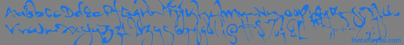 フォントShortbrush – 灰色の背景に青い文字