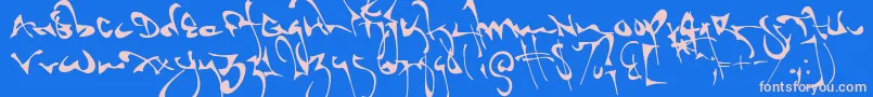 フォントShortbrush – ピンクの文字、青い背景