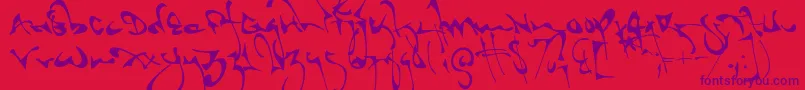 フォントShortbrush – 赤い背景に紫のフォント