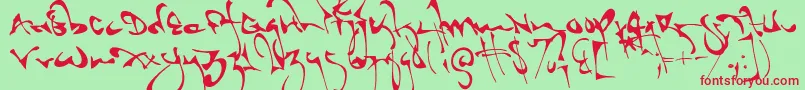 フォントShortbrush – 赤い文字の緑の背景