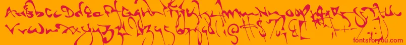 フォントShortbrush – オレンジの背景に赤い文字