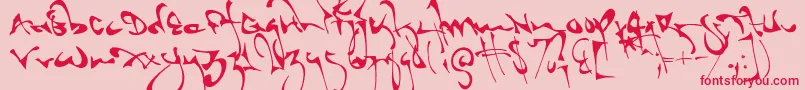 フォントShortbrush – ピンクの背景に赤い文字