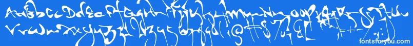 Shortbrush-Schriftart – Weiße Schriften auf blauem Hintergrund