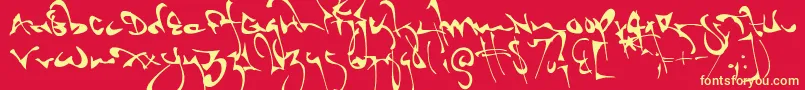 フォントShortbrush – 黄色の文字、赤い背景