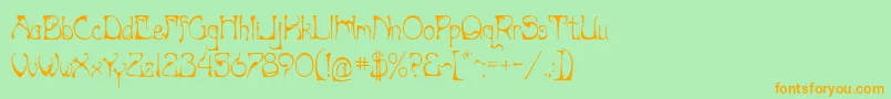 Artnouv-Schriftart – Orangefarbene Schriften auf grünem Hintergrund