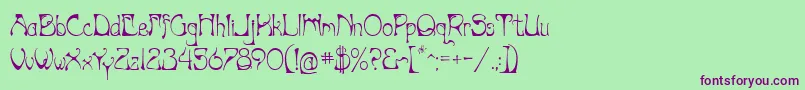 Artnouv-Schriftart – Violette Schriften auf grünem Hintergrund