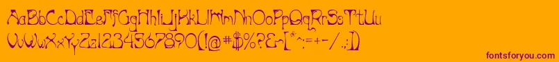 Artnouv-Schriftart – Violette Schriften auf orangefarbenem Hintergrund
