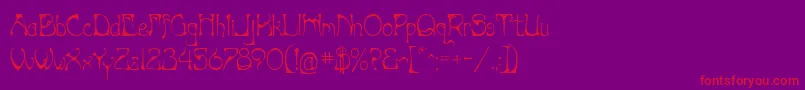 Artnouv-Schriftart – Rote Schriften auf violettem Hintergrund