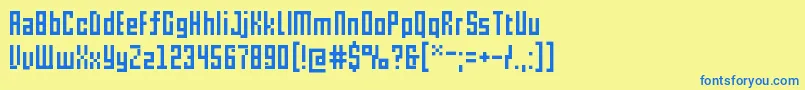 フォントPxl – 青い文字が黄色の背景にあります。