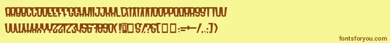 フォントRadomn – 茶色の文字が黄色の背景にあります。