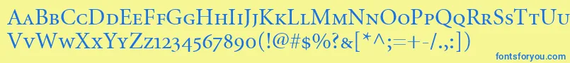 MinionRegularSmallCapsOldstyleFigures Font – Blue Fonts on Yellow Background