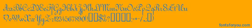 VictorianNormal-Schriftart – Blaue Schriften auf orangefarbenem Hintergrund