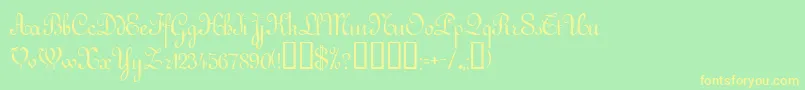 Fonte VictorianNormal – fontes amarelas em um fundo verde