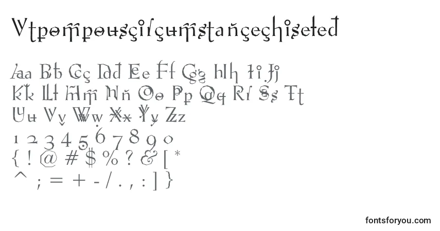 Шрифт Vtpompouscircumstancechiseled – алфавит, цифры, специальные символы