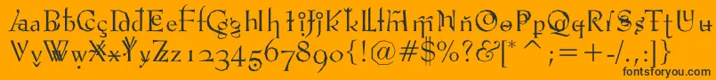 Vtpompouscircumstancechiseled-Schriftart – Schwarze Schriften auf orangefarbenem Hintergrund