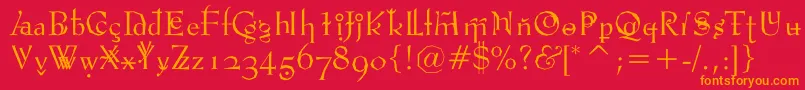 Vtpompouscircumstancechiseled Font – Orange Fonts on Red Background