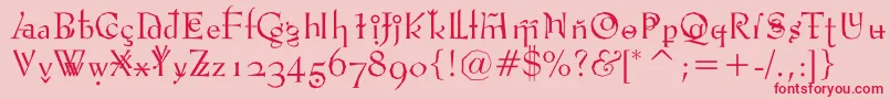 Vtpompouscircumstancechiseled Font – Red Fonts on Pink Background