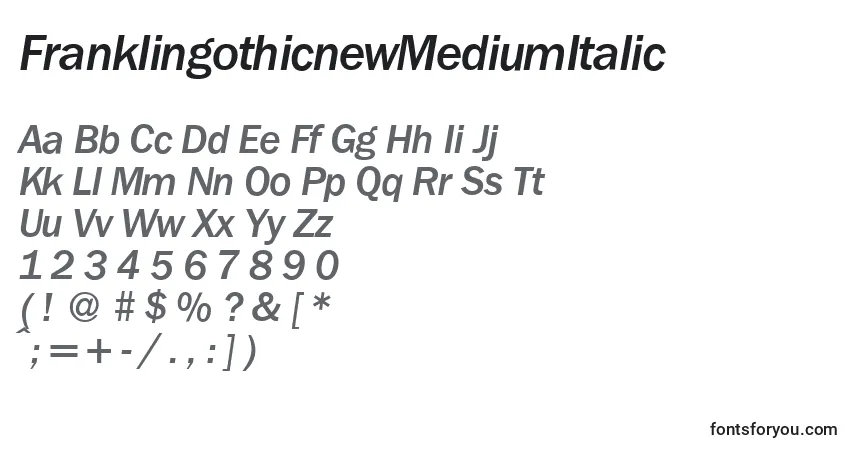 A fonte FranklingothicnewMediumItalic – alfabeto, números, caracteres especiais