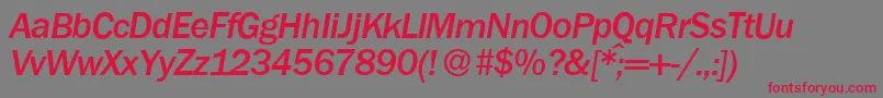 Więcej informacji o czcionce FranklingothicnewMediumItalic Czcionka FranklingothicnewMediumItalic – czerwone czcionki na szarym tle